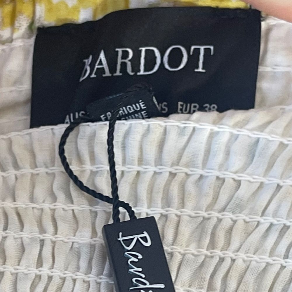 Bardot Lucinta Yellow‎ Floral Puff Sleeve Mini Dress Sz 6/S - Picture 7 of 12